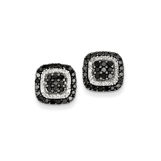 Sterling Silver Black u0026 White Diamond Earring