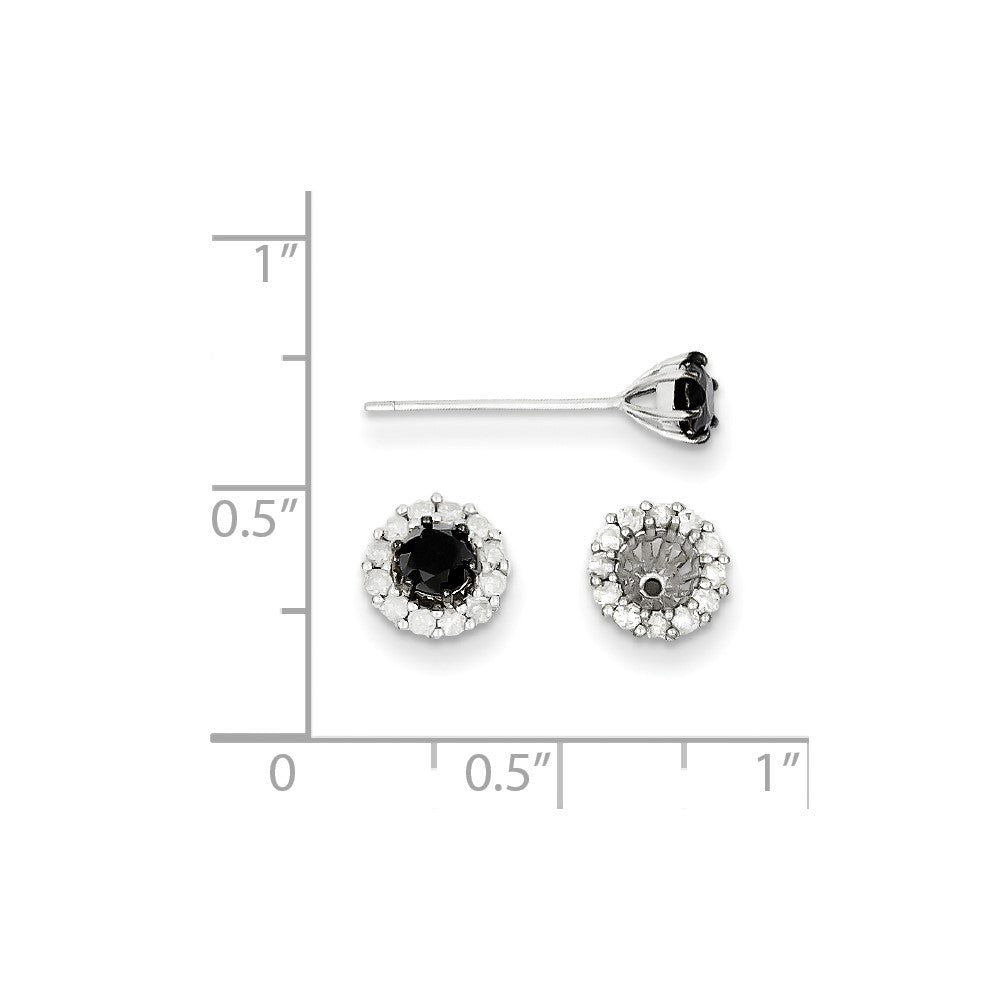 Sterling Silver Black u0026 White Diamond Earrings