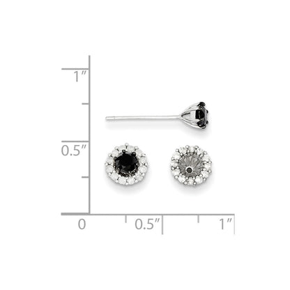 Sterling Silver Black u0026 White Diamond Earrings
