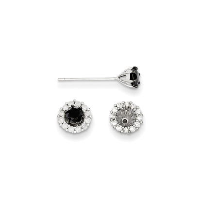 Sterling Silver Black u0026 White Diamond Earrings