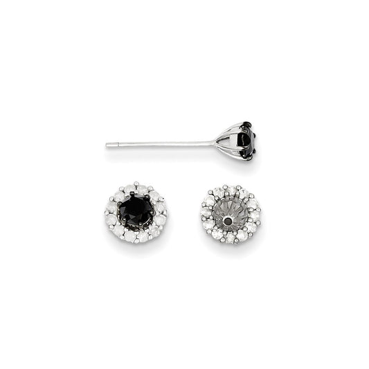 Sterling Silver Black u0026 White Diamond Earrings
