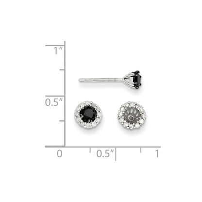 Sterling Silver Black u0026 White Diamond Earring
