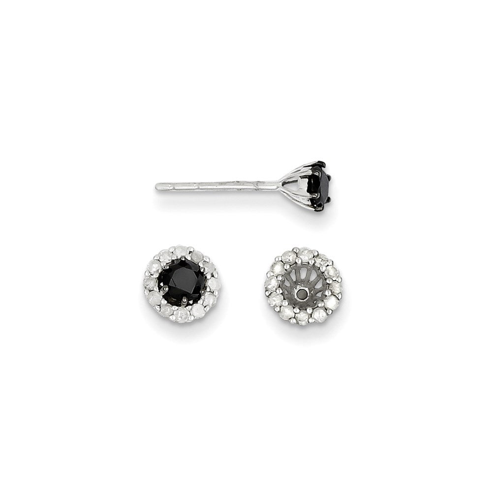 Sterling Silver Black u0026 White Diamond Earring