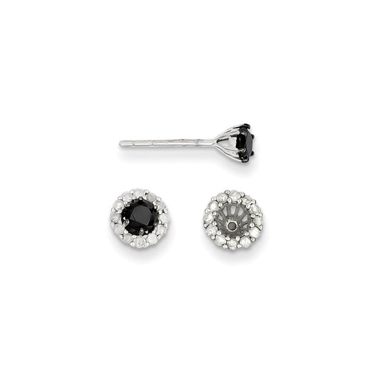 Sterling Silver Black u0026 White Diamond Earring