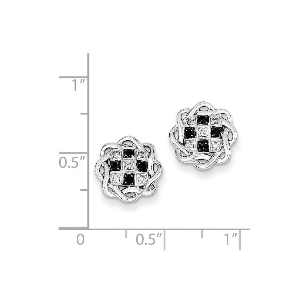 Sterling Silver Black and White Diamond Post Earrings