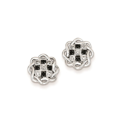 Sterling Silver Black and White Diamond Post Earrings