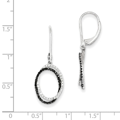Sterling Silver Black and White Diamond Dangle Earrings