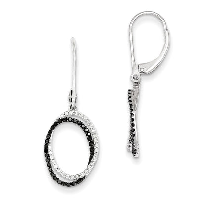 Sterling Silver Black and White Diamond Dangle Earrings