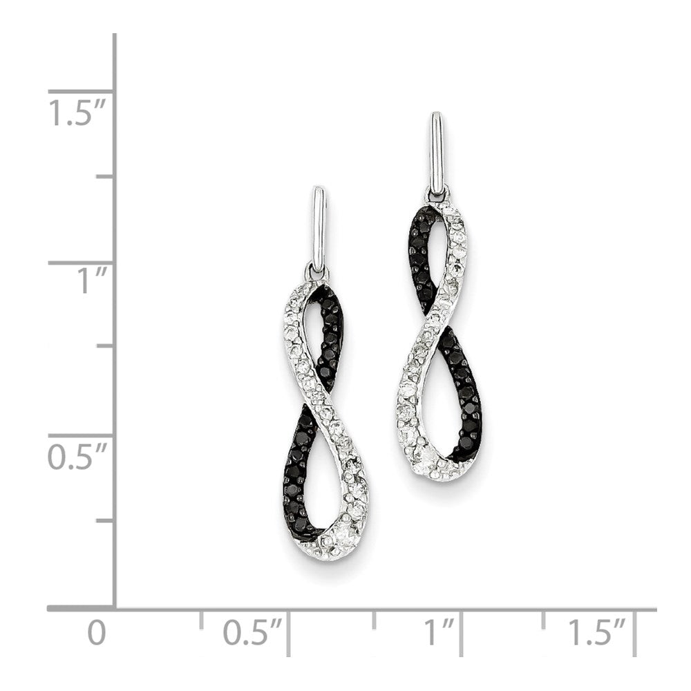 Sterling Silver Black and White Post Dangle Earrings