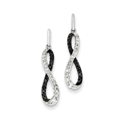 Sterling Silver Black and White Post Dangle Earrings
