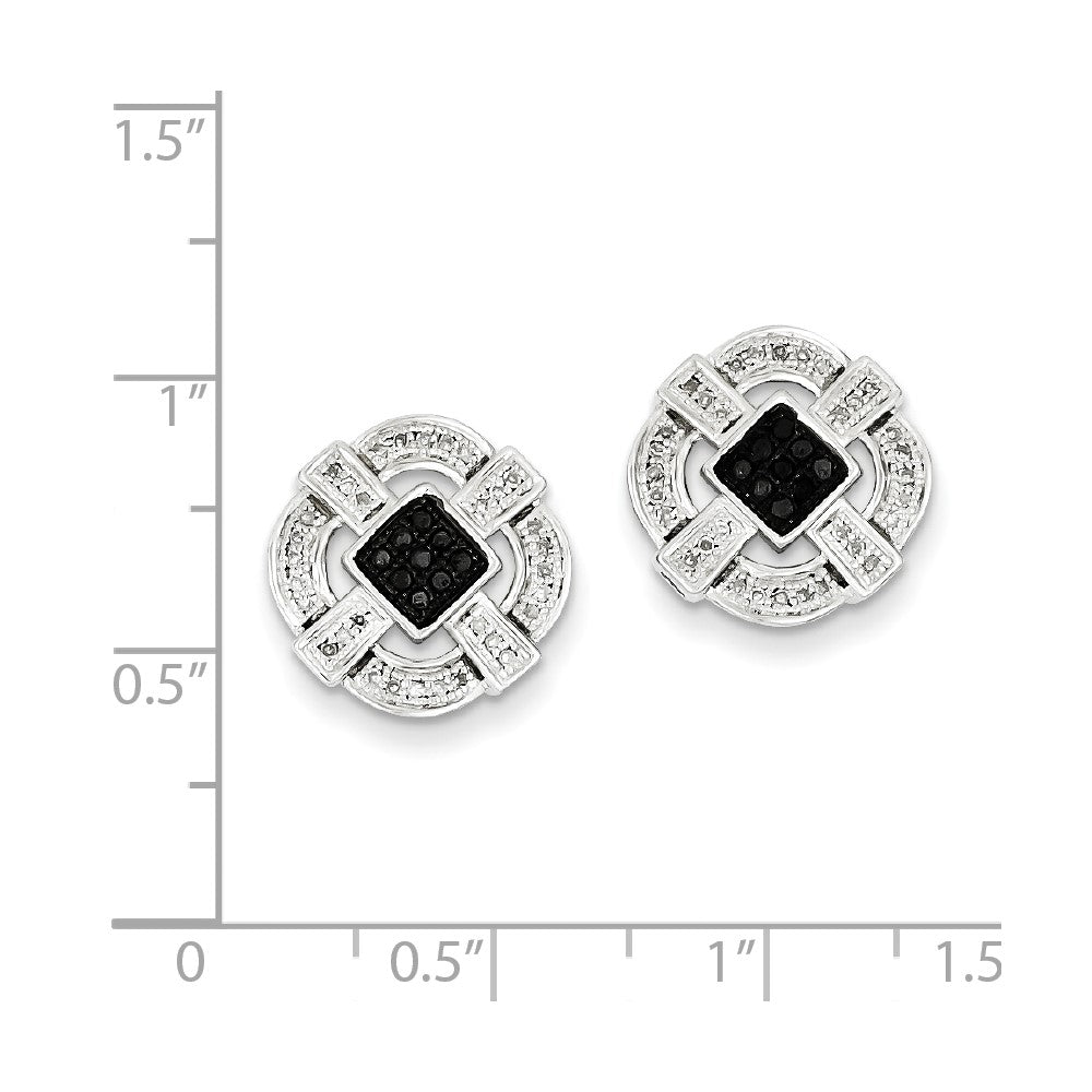 Sterling Silver Black u0026 White Diamond Earrings