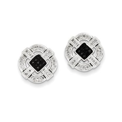 Sterling Silver Black u0026 White Diamond Earrings