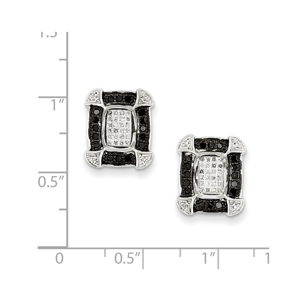 Sterling Silver Black u0026 White Diamond Earrings