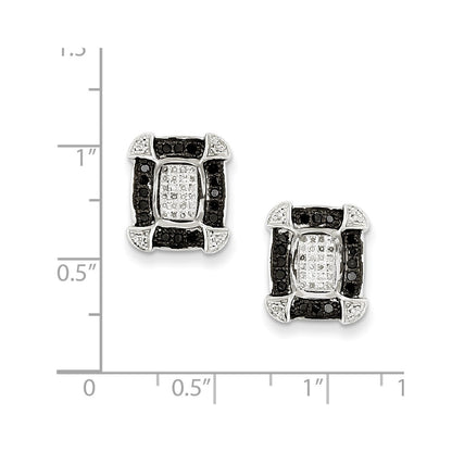 Sterling Silver Black u0026 White Diamond Earrings
