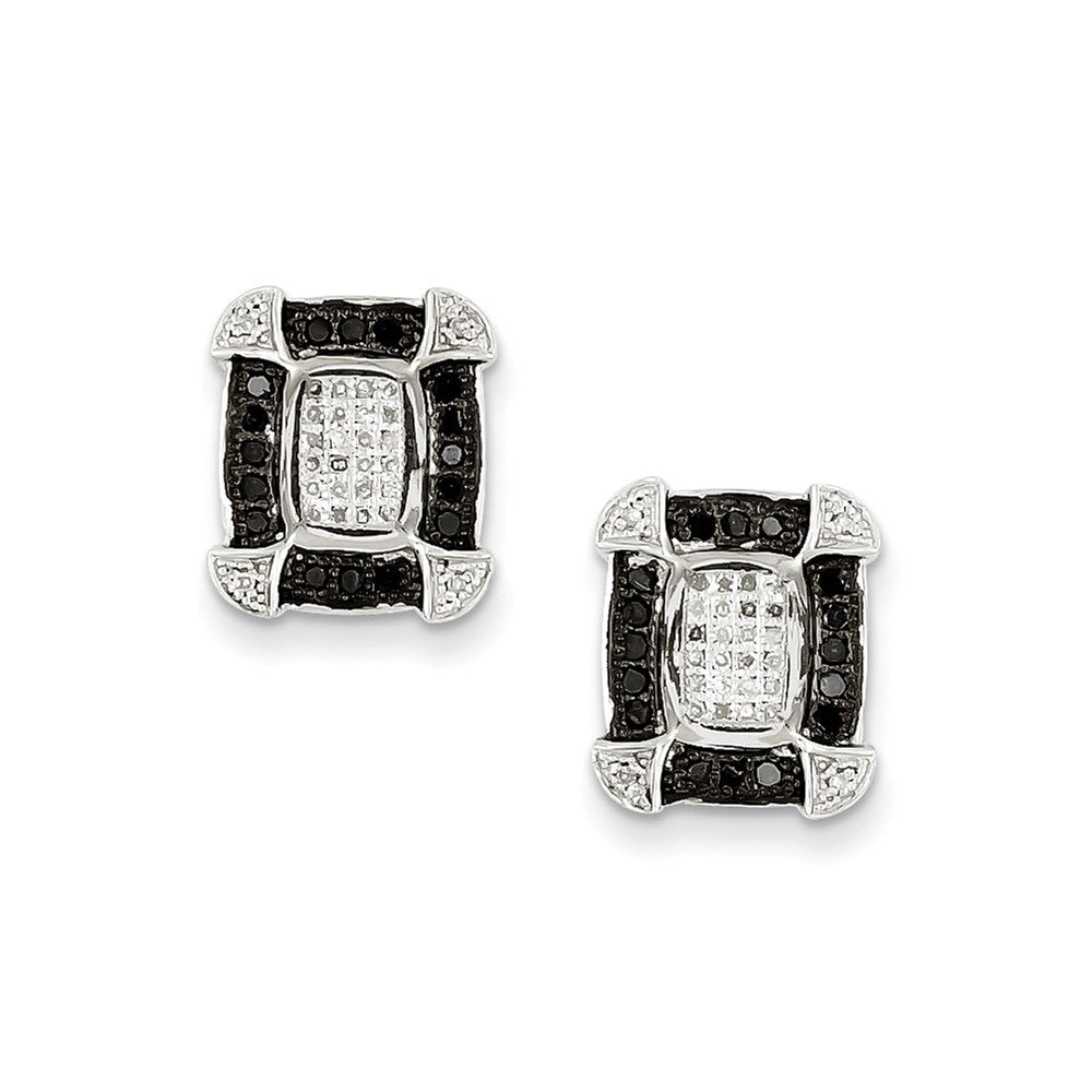 Sterling Silver Black u0026 White Diamond Earrings
