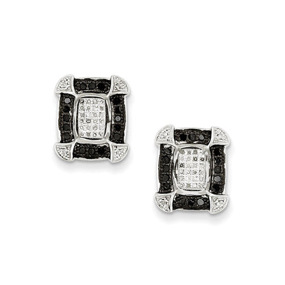 Sterling Silver Black u0026 White Diamond Earrings