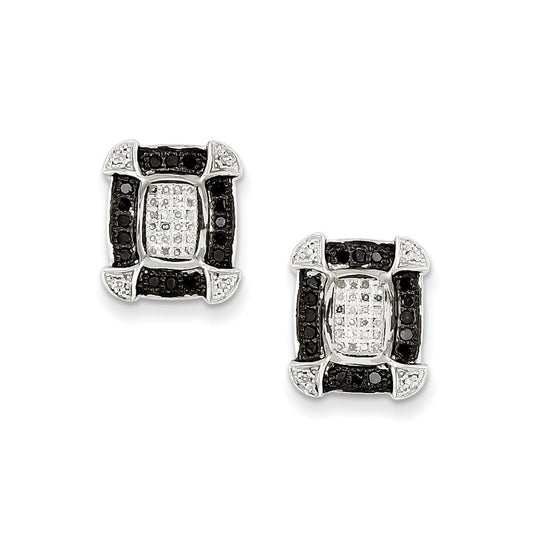 Sterling Silver Black u0026 White Diamond Earrings