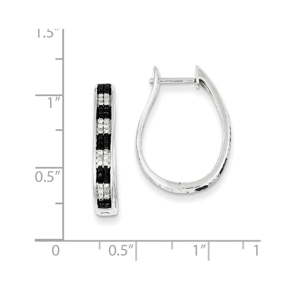 Sterling Silver Black u0026 White Diamond Hoop Earrings