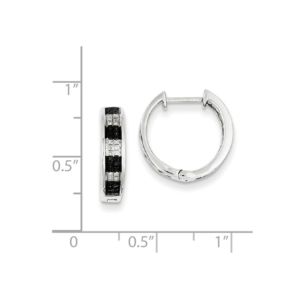 Sterling Silver Black u0026 White Diamond Hoop Earrings