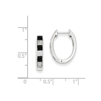 Sterling Silver Black u0026 White Diamond Hoop Earrings