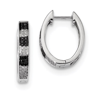 Sterling Silver Black u0026 White Diamond Hoop Earrings