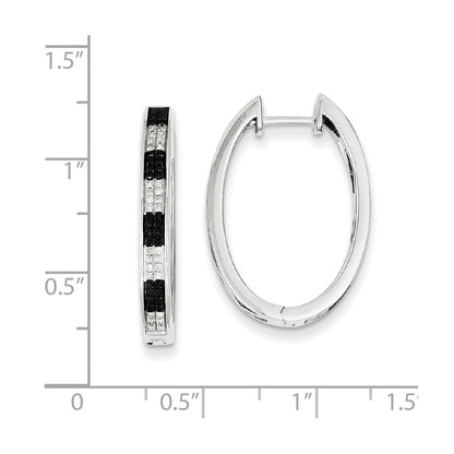 Sterling Silver Black u0026 White Diamond Hoop Earrings