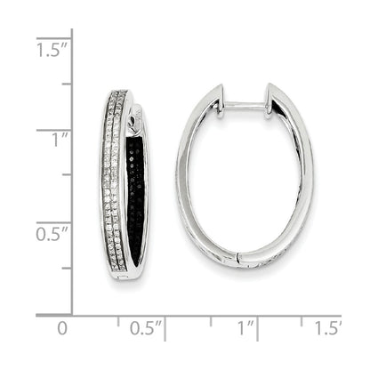 Sterling Silver Black u0026 White Diamond In/Out Hoop Earrings