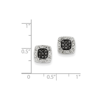 Sterling Silver Black u0026 White Diamond Earrings
