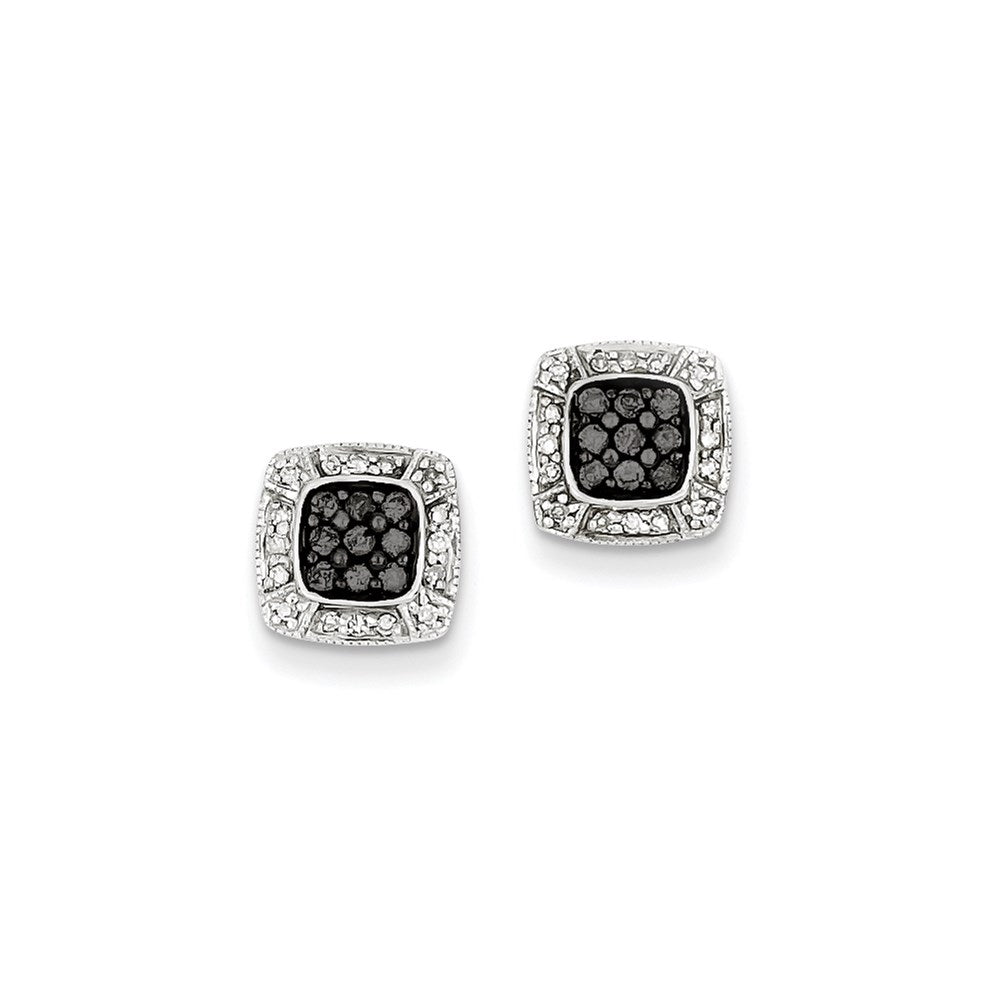 Sterling Silver Black u0026 White Diamond Earrings