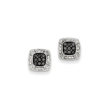 Sterling Silver Black u0026 White Diamond Earrings
