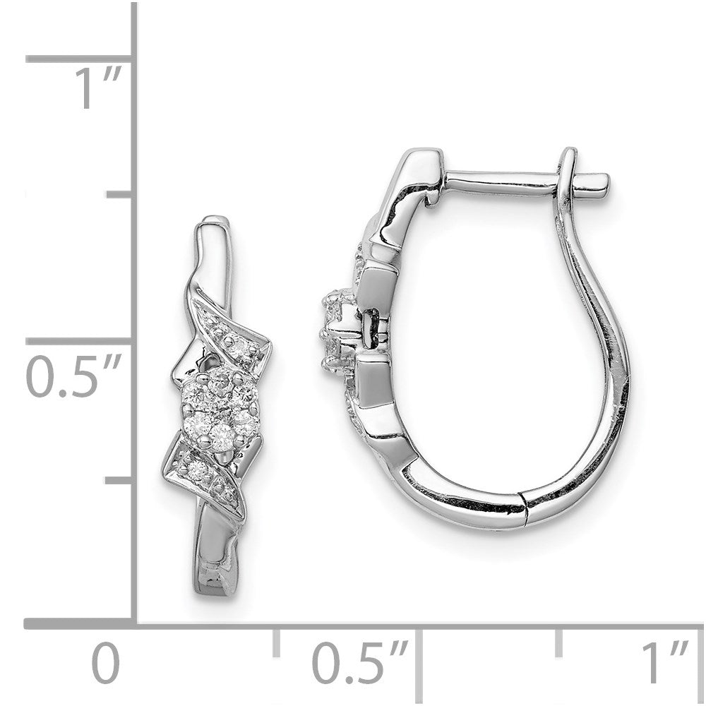 Sterling Silver Rhodium Diamond Hoop Earrings