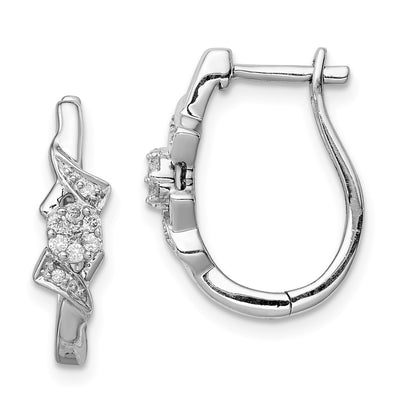 Sterling Silver Rhodium Diamond Hoop Earrings