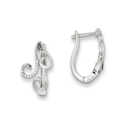 Sterling Silver Diamond Hoop Earrings