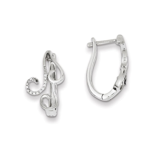 Sterling Silver Diamond Hoop Earrings