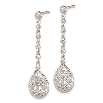 Sterling Silver Rhodium Diamond Earrings