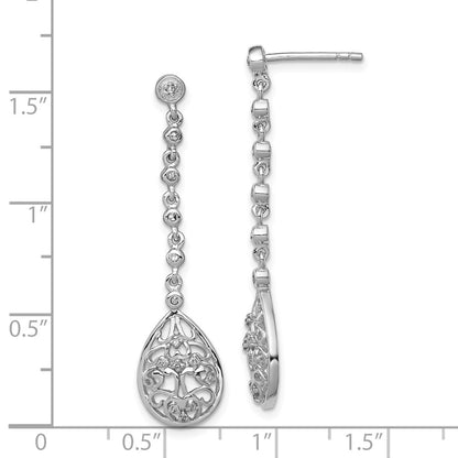 Sterling Silver Rhodium Diamond Earrings