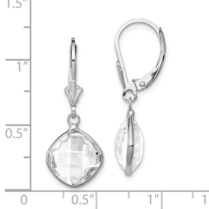 Sterling Silver Rhodium-plated White Topaz Dangle Lever Back Earrings