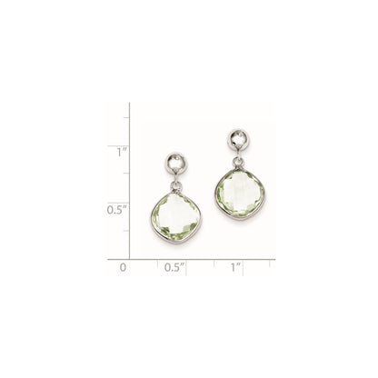 Sterling Silver Green Quartz Dangle Post Earrings