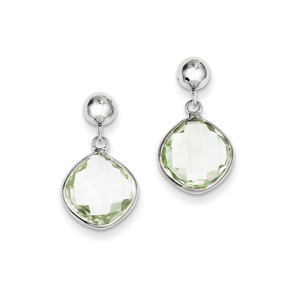 Sterling Silver Green Quartz Dangle Post Earrings