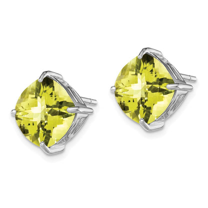 Sterling Silver Rhodium-plated Lemon Quartz Earrings