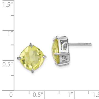 Sterling Silver Rhodium-plated Lemon Quartz Earrings