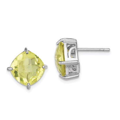 Sterling Silver Rhodium-plated Lemon Quartz Earrings