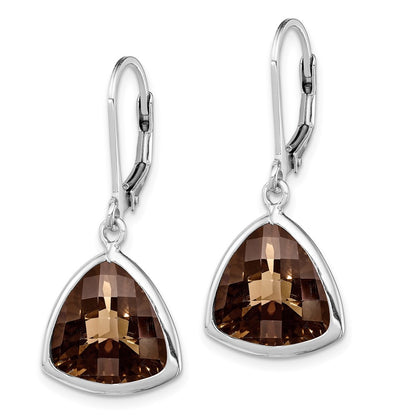 Sterling Silver Rhodium-plated Smoky Quartz Earrings