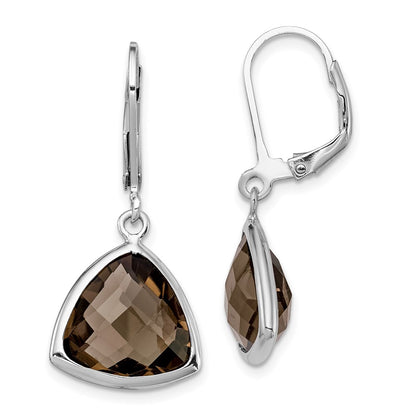 Sterling Silver Rhodium-plated Smoky Quartz Earrings