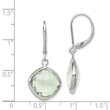 Sterling Silver Rhodium-plated Green Quartz Earrings