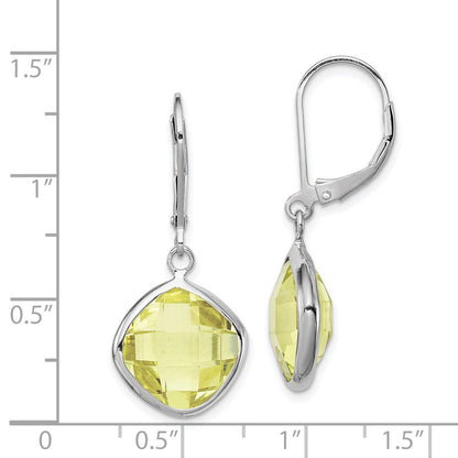 Sterling Silver Rhodium-plated Lemon Quartz Earrings