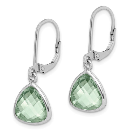 Sterling Silver Rhodium-plated Green Quartz Earrings