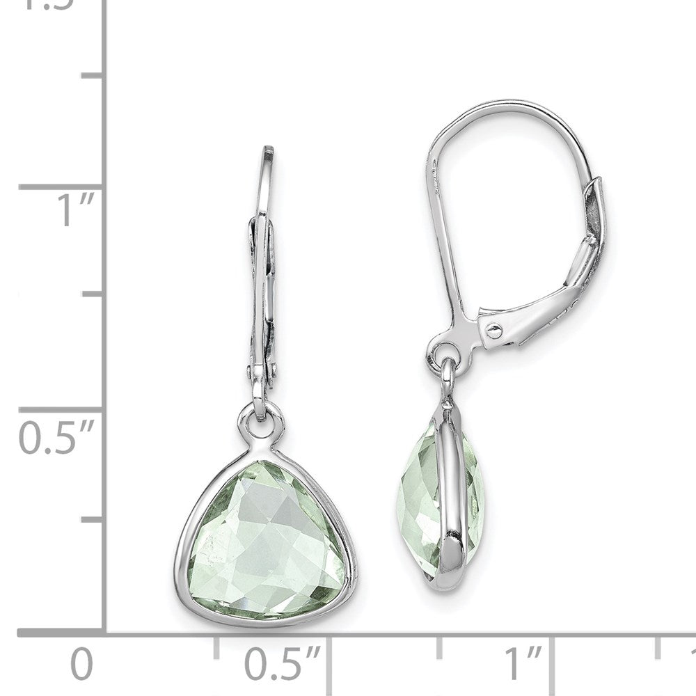 Sterling Silver Rhodium-plated Green Quartz Earrings