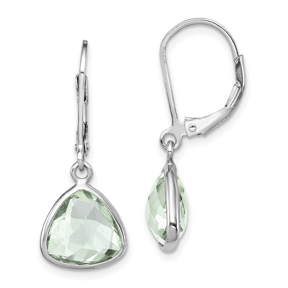Sterling Silver Rhodium-plated Green Quartz Earrings