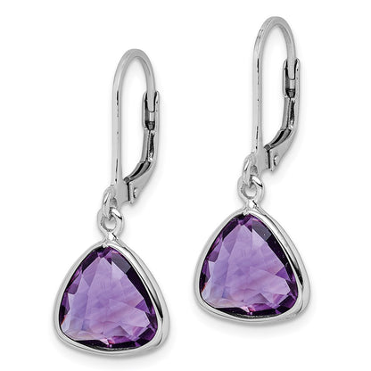 Sterling Silver Rhodium-plated Amethyst Earrings